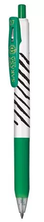 Zseléstoll, 0,33 mm, nyomógombos, csíkos test, ZEBRA Sarasa Clip, zöld (TZ48294)