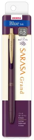 Zseléstoll, 0,33 mm, nyomógombos, padlizsánlila tolltest, ZEBRA Sarasa Grand, kék (TZ66816)