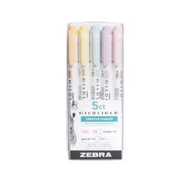   Szövegkiemelő készlet, 1,4/4 mm, kétvégű, ZEBRA Mildliner Highlighter Gentle, 5 különböző szín (TZ78705)