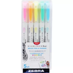   Ecsetirón készlet, kétvégű ZEBRA Mildliner Fluorescent, 5 szín (TZ79105)