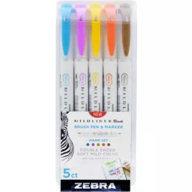   Ecsetirón készlet, kétvégű ZEBRA Mildliner Warm, 5 szín (TZ79305)