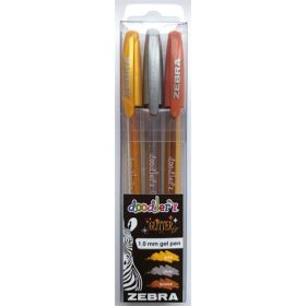   Zseléstoll készlet, 0,33 mm, kupakos, ZEBRA Doodler'z Glitter, 3 különböző szín (TZ80775)