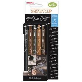   Zseléstoll, 0,33 mm, nyomógombos, ZEBRA Sarasa Study with Coffee, 5 különböző szín (TZ81456)