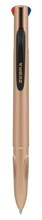 Golyóstoll, 0,37 mm, nyomógombos, négyszínű, ZEBRA Smooth, rose gold (TZ81460)