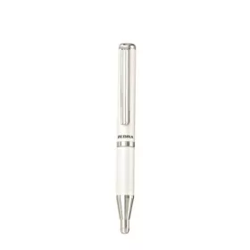   Golyóstoll, 0,24 mm, teleszkópos, metálfehér tolltest, ZEBRA SL-F1, kék (TZ82406)
