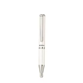   Golyóstoll, 0,24 mm, teleszkópos, metálfehér tolltest, ZEBRA SL-F1, kék (TZ82406)