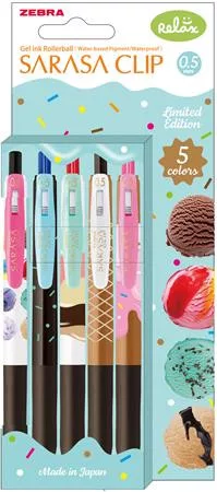 Zseléstoll, 0,33 mm, nyomógombos, ZEBRA Sarasa Clip Ice Cream, 5 különböző szín (TZ82756)