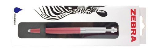 Golyóstoll, 0,24 mm, nyomógombos, ezüst színű klip, pink tolltest, ZEBRA 901, kék (TZ83747)