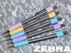 Golyóstoll, 0,24 mm, nyomógombos, rozsdamentes acél, pasztellzöld tolltest, ZEBRA F-301, kék (TZ90704)
