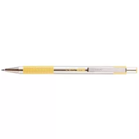   Golyóstoll, 0,24 mm, nyomógombos, rozsdamentes acél, pasztellsárga tolltest, ZEBRA F-301, kék (TZ90705)