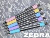 Golyóstoll, 0,24 mm, nyomógombos, rozsdamentes acél, pasztellsárga tolltest, ZEBRA F-301, kék (TZ90705)