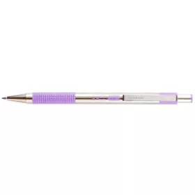   Golyóstoll, 0,24 mm, nyomógombos, rozsdamentes acél, pasztell-lila tolltest, ZEBRA F-301, kék (TZ90708)