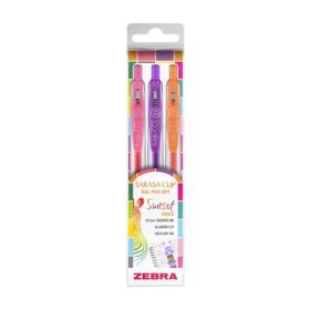   Zseléstoll készlet, 0,25 mm, nyomógombos, ZEBRA Sarasa Clip Sunset, 3 különböző szín (TZ99434)