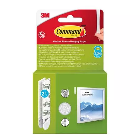 Képakasztó csík, tépőzáras, 2 pár,3M SCOTCH Command™ (U3M17204WHI)