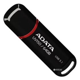   Pendrive, 64GB, USB 3.2 Gen1, ADATA UV150, fekete (UA64G150B)