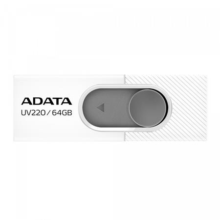 Pendrive, 64GB, USB 2.0, ADATA UV220, fehér (UA64G220W)
