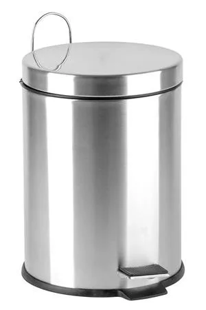 Pedálos szemetes, rozsdamentes acél, kivehető műanyag vödörrel, 5 liter (UACROM5)