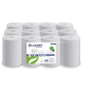   Kéztörlő, tekercses, 2 rétegű, LUCART, Eco CF 14, fehér (UBC04)