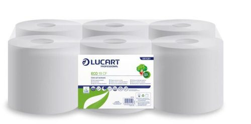 Kéztörlő, tekercses, 2 rétegű, LUCART Eco CF 19, fehér (UBC10)