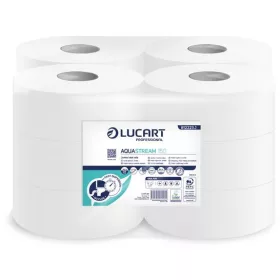   Toalettpapír, 2 rétegű, nagytekercses, 150 m, 19 cm átmérő, LUCART Aquastream 150, fehér (UBC33)