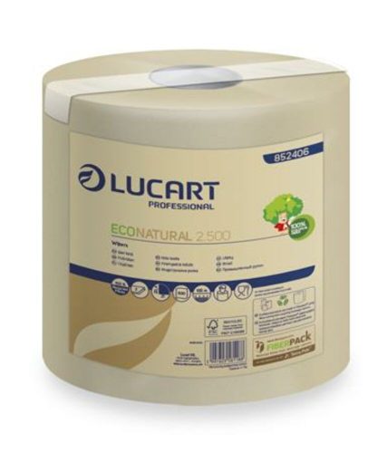 Kéztörlő, tekercses, 2 rétegű, LUCART, EcoNatural 2.500, havanna barna (UBC54)