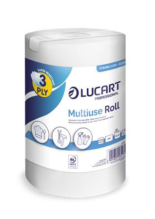 Törlőkendő, tekercses, univerzális, belső adagolású, 3 rétegű, LUCART Multiuse Strong 3.250 (UBC62)