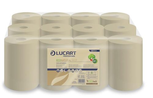 Kéztörlő, tekercses, 2 rétegű, LUCART EcoNatural 14 CF, havanna barna (UBC71)