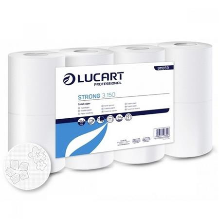 Toalettpapír, 3 rétegű, kistekercses, 8 tekercses, LUCART Strong 3.150, fehér (UBC79)