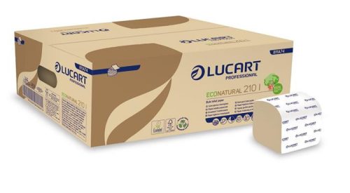 Toalettpapír, hajtogatott, 2 rétegű, 210 lap/csomag, LUCART EcoNatural, havanna barna (UBC84)
