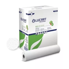   Vizsgálóasztal terítő, 2 rétegű, 55 cm x 80 m, 6 tekercs, LUCART Eco MR 55/80, fehér (UBC90)