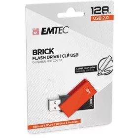   Pendrive, 128GB, USB 2.0, EMTEC C350 Brick, narancssárga (UE128GB)