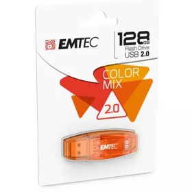   Pendrive, 128GB, USB 2.0, EMTEC C410 Color, narancssárga (UE128GC)