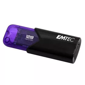   Pendrive, 128GB, USB 3.2, EMTEC B110 Click Easy, fekete-lila (UE128GE)