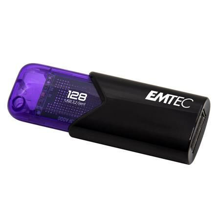 Pendrive, 128GB, USB 3.2, EMTEC B110 Click Easy, fekete-lila (UE128GE)