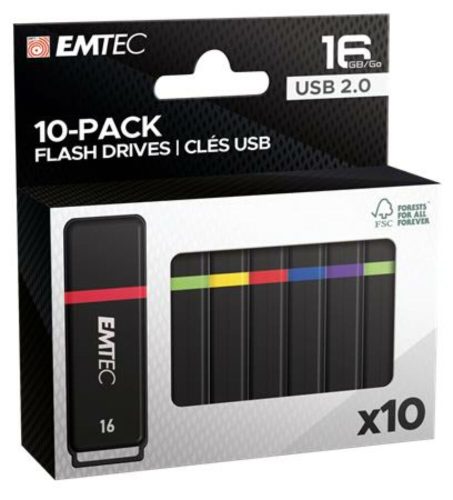 Pendrive, 16GB, 10 db, USB 2.0, EMTEC K100 Mini Box (UE16GK100)