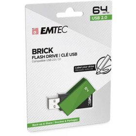 Pendrive, 64GB, USB 2.0, EMTEC C350 Brick, zöld (UE64GB)