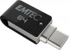 Pendrive, 64GB, USB 3.2, USB-A bemenet/USB-C kimenet, EMTEC T260C Dual (UE64GD)