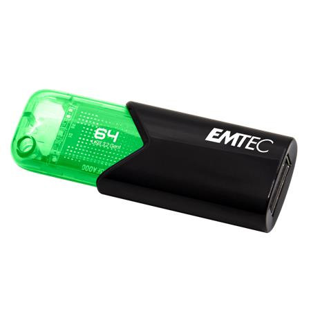 Pendrive, 64GB, USB 3.2, EMTEC B110 Click Easy, fekete-zöld (UE64GE)