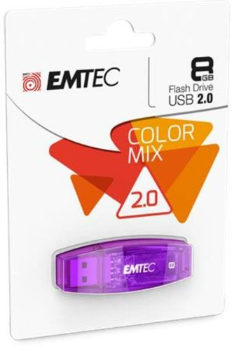 Pendrive, 8GB, USB 2.0, EMTEC C410 Color, lila (UE8GC)