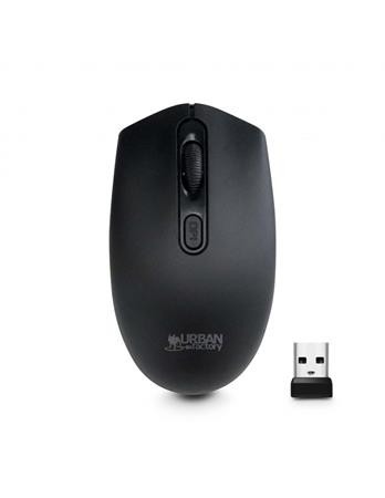 Egér, vezeték nélküli, optikai, közepes méret, USB, URBAN FACTORY Free Color, fekete (UFFCM01)