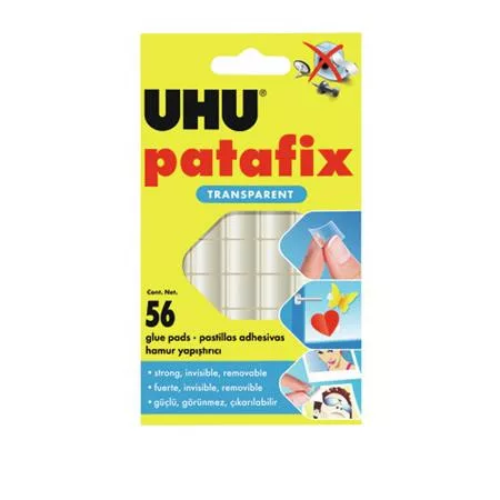 Ragasztó négyzetek, kétoldalú, 56 db, UHU Patafix, átlátszó (UHU25039)