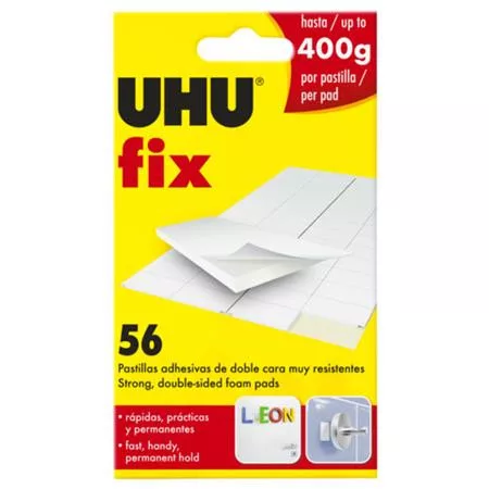 Ragasztó négyzetek, kétoldalú, 56 db, UHU Fix, fehér (UHU40211)