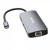 USB elosztó-HUB, 2xUSB-C/1xHDMI/3xUSB-A/RJ45/SD/mSD, VERBATIM (UHV32152)