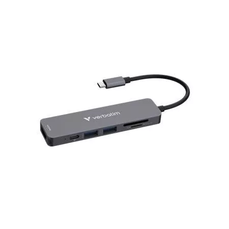 USB elosztó-HUB, USB-C /2xUSB-A, HDMI, USB-C, SD, MicroSD, VERBATIM (UHV32156)