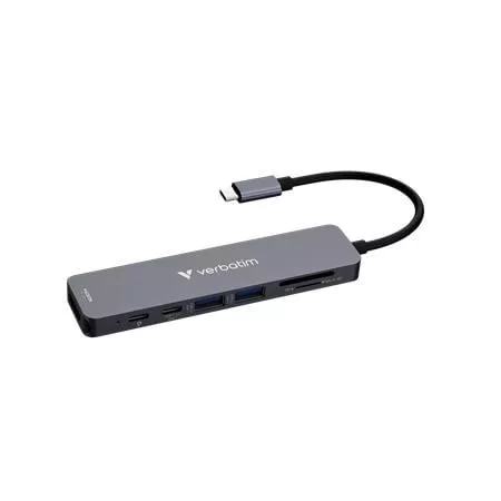 USB elosztó-HUB, 2xUSB-C /2xUSB-A, HDMI,SD, MicroSD, VERBATIM (UHV32158)