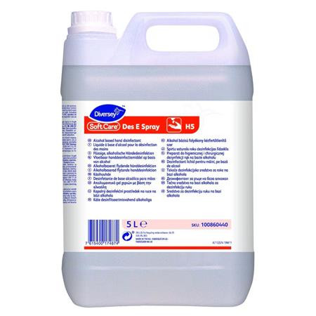 Kézfertőtlenítő folyadék, alkoholos, 5 l, DIVERSEY Soft Care Des E Spray (UJ2074)