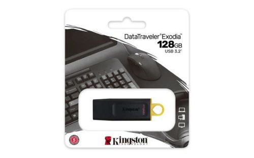 Pendrive, 128GB, USB 3.2, KINGSTON DataTraveler Exodia, fekete-sárga (UK128DTX)