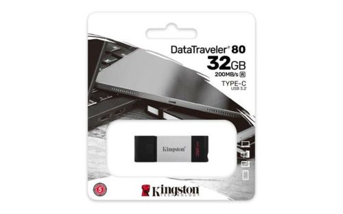 Pendrive, 32GB, USB-C, KINGSTON DataTraveler 80 (UK32DT80)