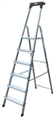 Állólétra, 6 lépcsőfokos, alumínium, KRAUSE Safety (UL04)