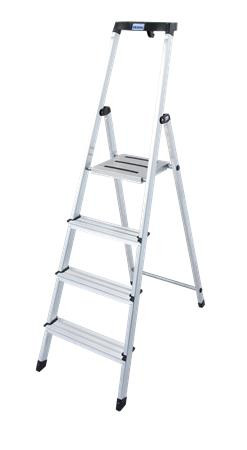 Állólétra, 4 lépcsőfokos, alumínium, KRAUSE Safety (UL18)